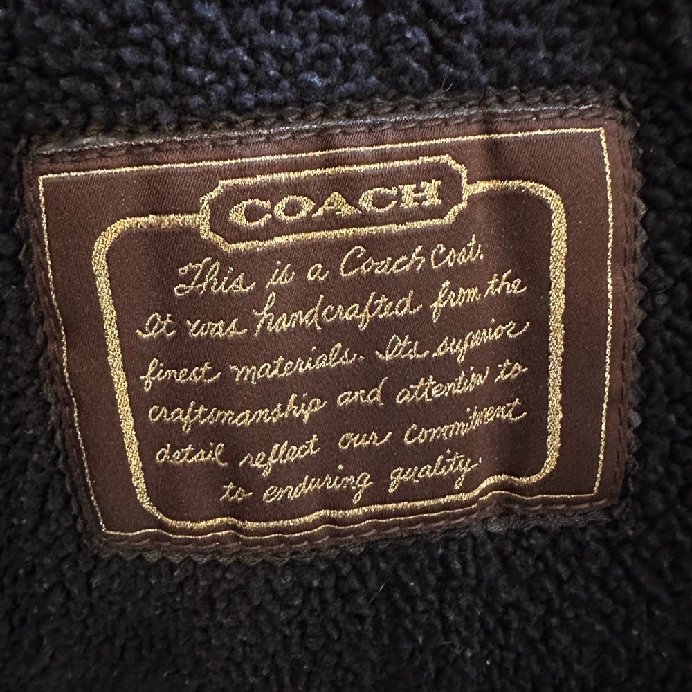 Coach Brown Suede Shearling Toggle Coat Fur Hood  * flaw Designer READ Size 6 - Picture 14 of 16